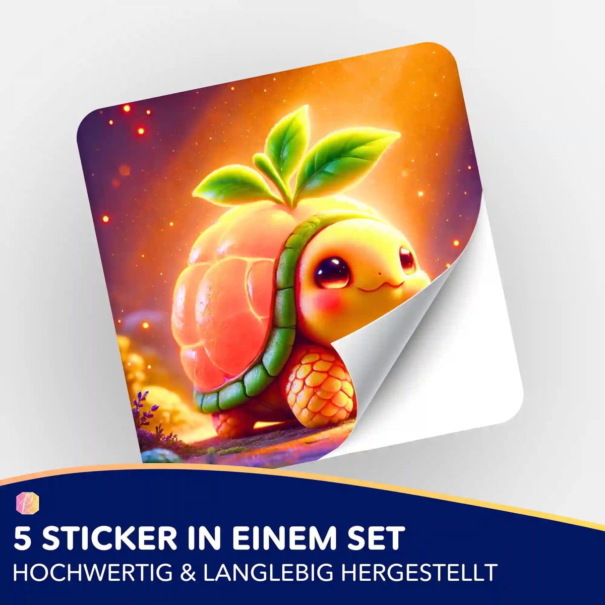 5er-Set Sticker mit süßem Früchte-Schildkröten-Motiv zur Organisation von Diamond Painting und Bastelzubehör
