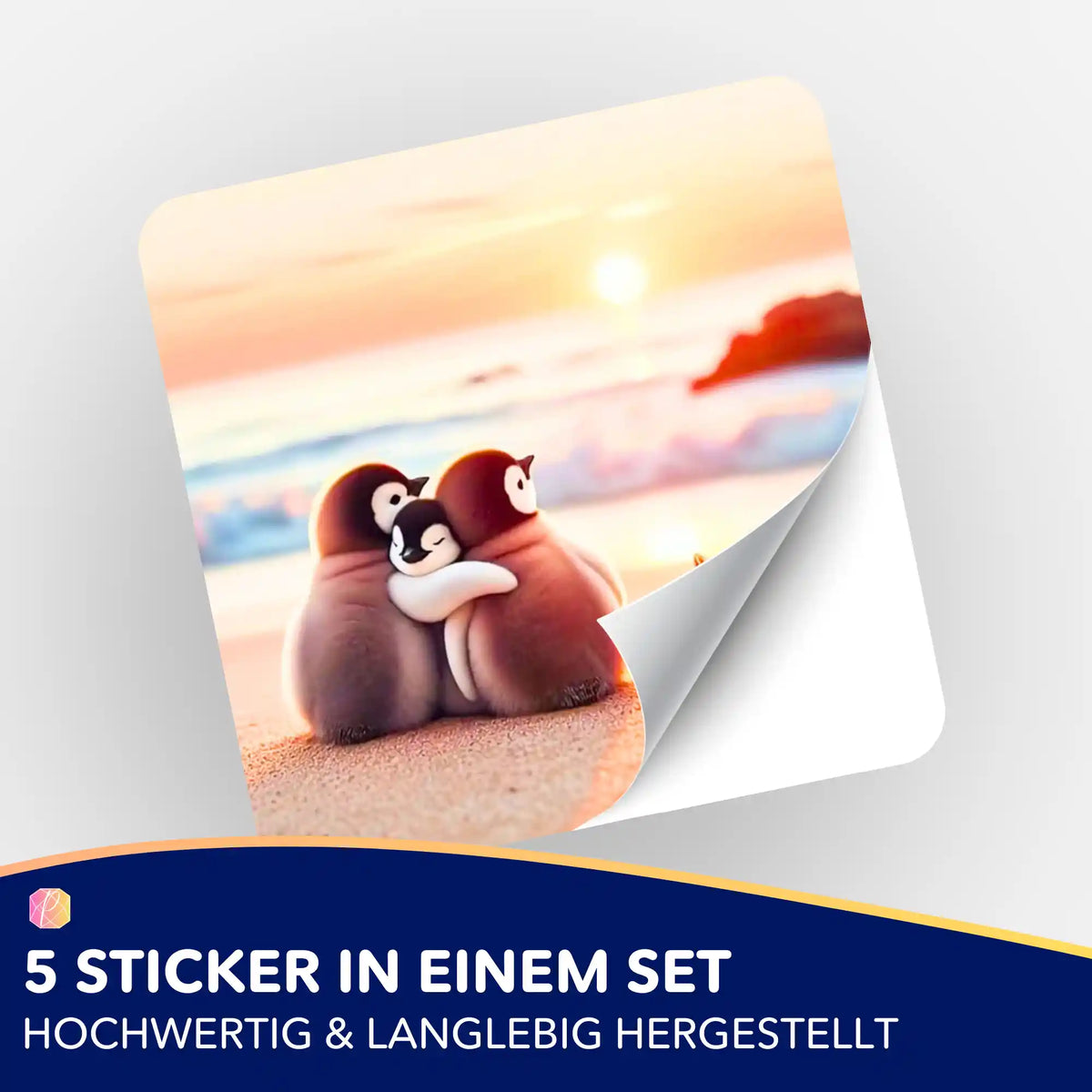 5er-Set Sticker Happy Family am Strand für Diamond Painting Zubehör und Organisation