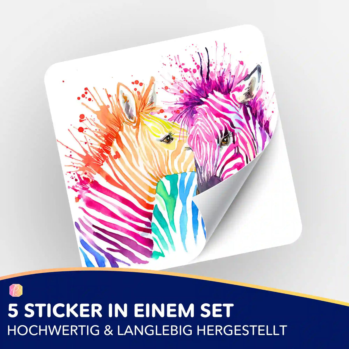 Bunte Zebra-Sticker als Zubehör für Diamond Painting und Malen nach Zahlen Bastelsets