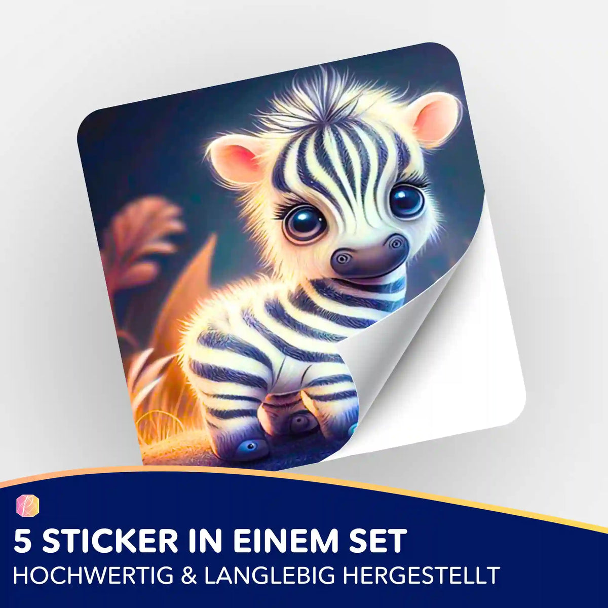 5er Set süße Zebra-Aufkleber zur Organisation von Diamond Painting Zubehör und Bastelsets