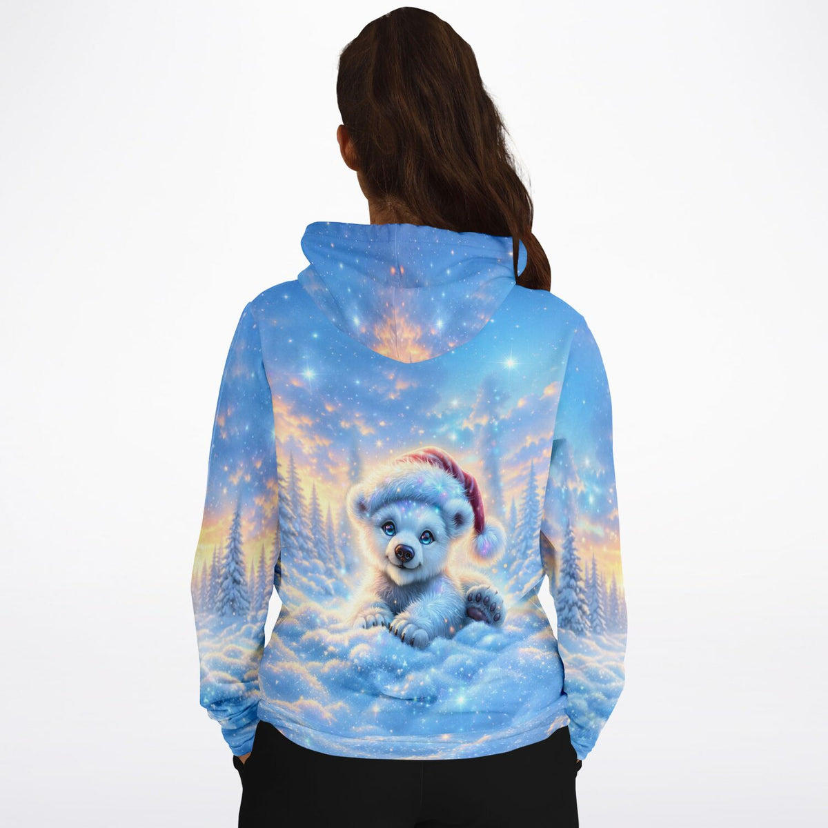 Dreamer Hoodie mit niedlichem Eisbär-Motiv im Winterwald, perfekt für Fans von Malen nach Zahlen und Diamond Painting