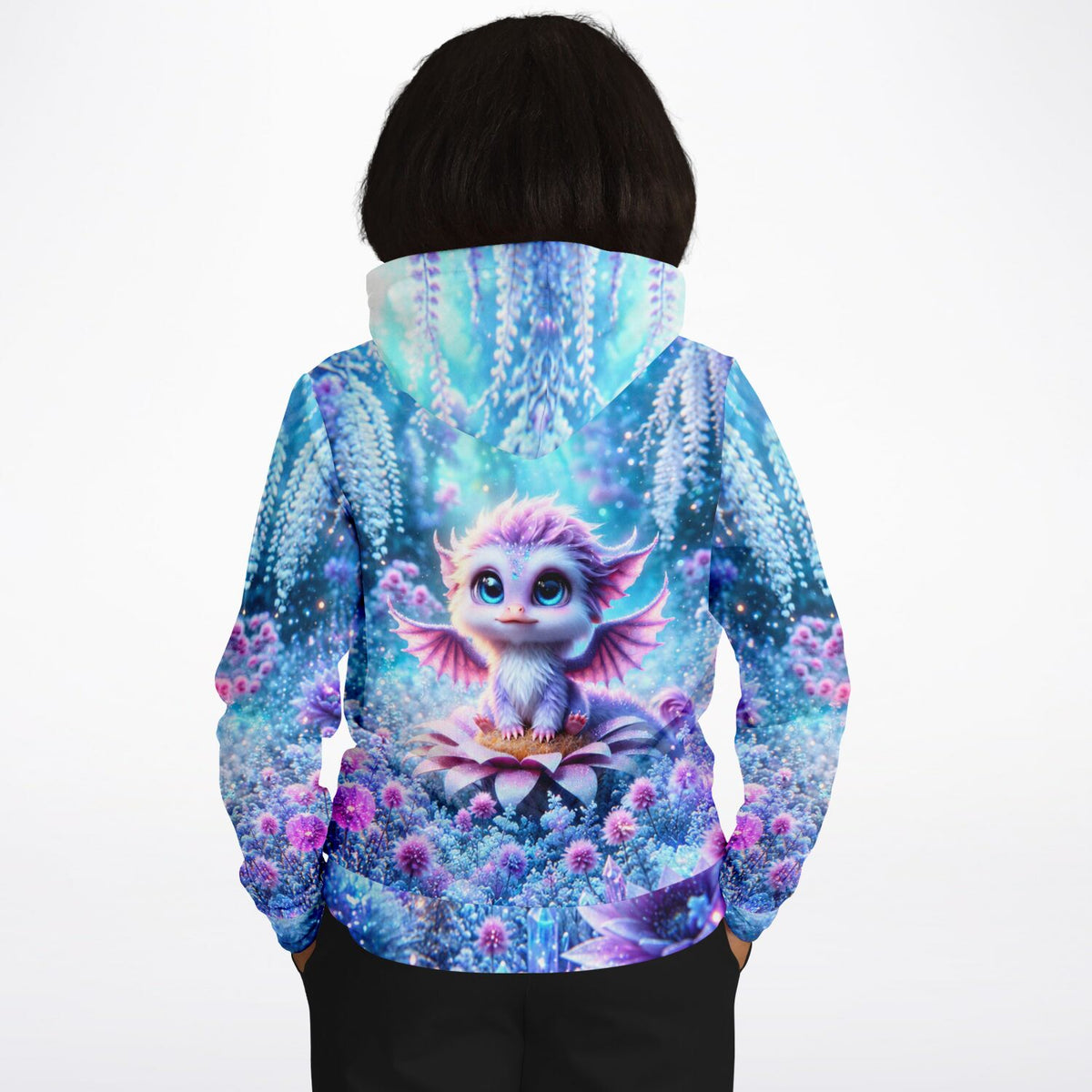 Hoodie mit süßem Drachen Motiv im Fantasy-Stil, ideal für Fans von Diamond Painting und kreativen Designs.