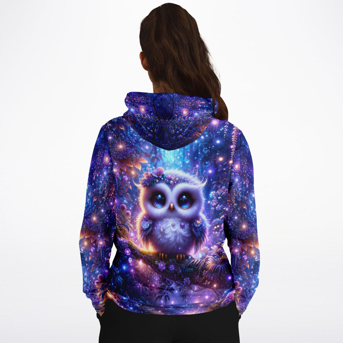 Hoodie mit magischem Eulen-Motiv im Stil von Diamond Painting und Malen nach Zahlen Kunstwerken