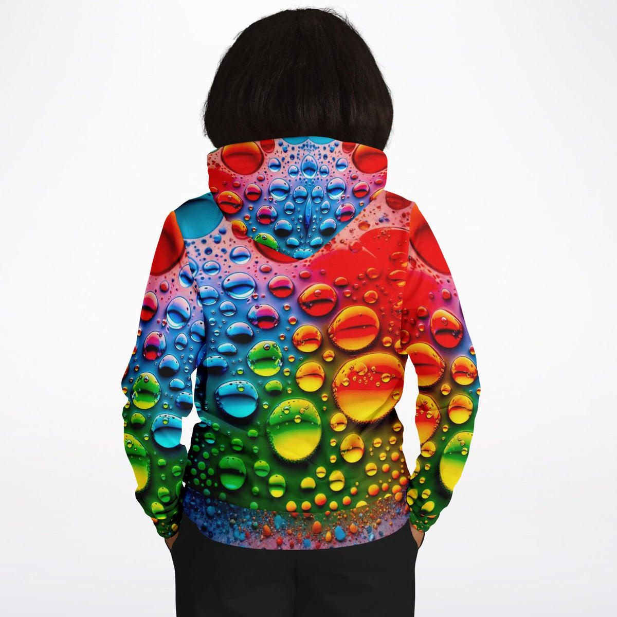 Hoodie mit buntem Wassertropfen-Design, angelehnt an farbenfrohe Diamond Painting Motive für kreative DIY-Fans