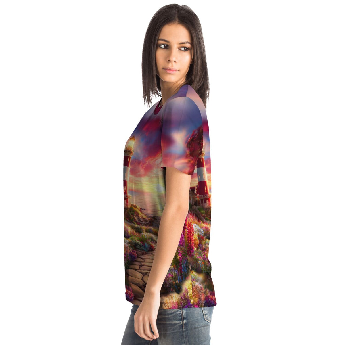 Dreamer T-Shirt Wächter der Sehnsucht mit Leuchtturm-Motiv im Stil von Diamond Painting und Malen nach Zahlen