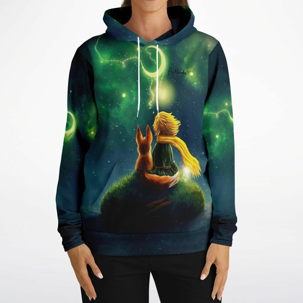 Dreamer Hoodie mit Leucht-Motiv vom kleinen Prinzen und Fuchs im Sternenhimmel für Diamond Painting & Malen nach Zahlen Fans