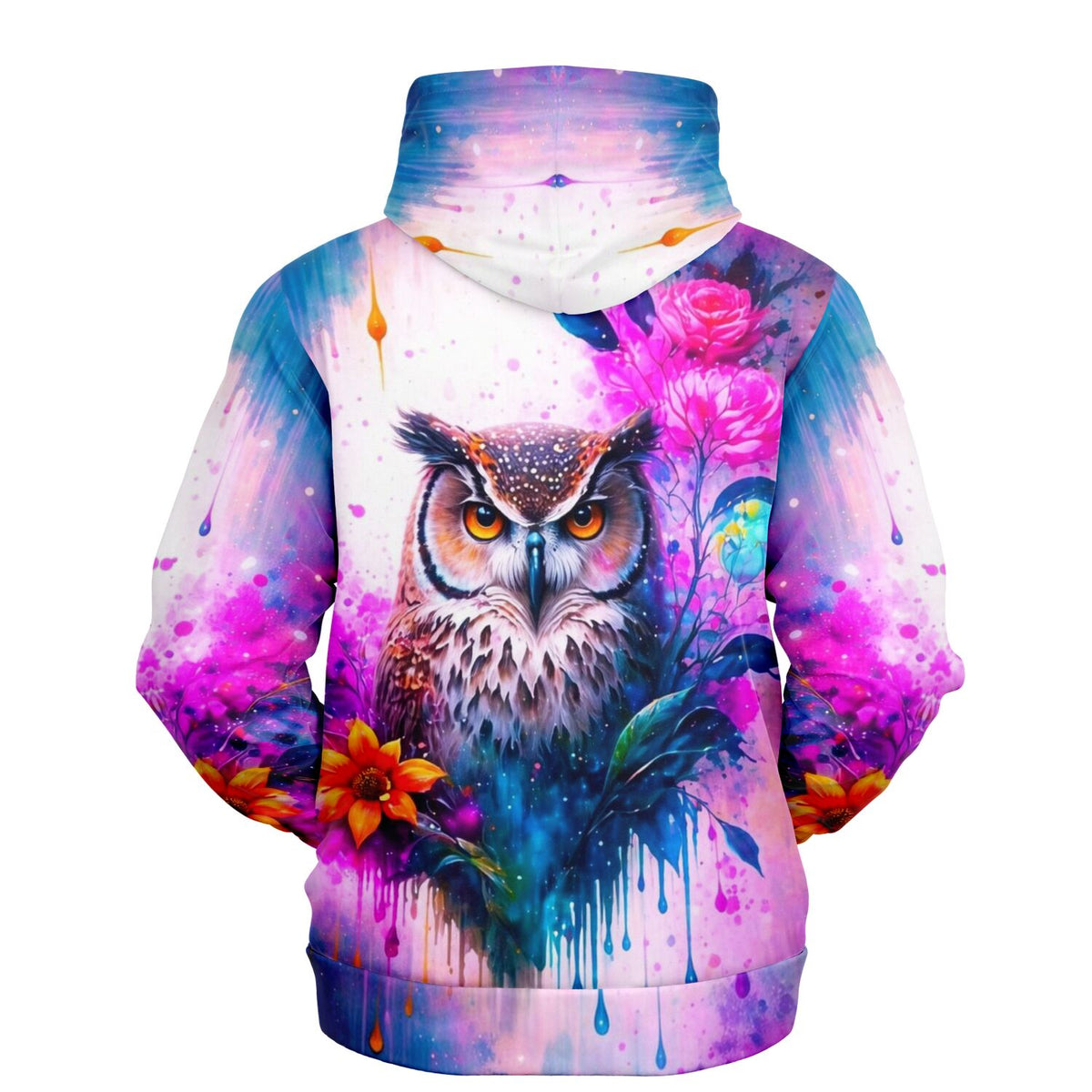 Dreamer Hoodie mit farbenfrohem Eulen-Motiv im Stil von Diamond Painting und Malen nach Zahlen für Erwachsene