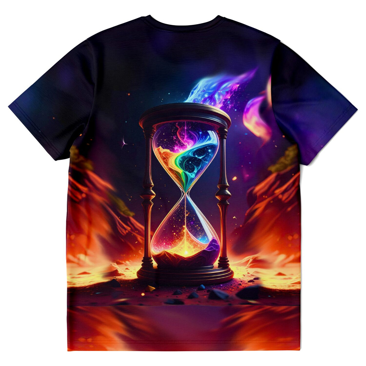 Schwarzes Dreamer T-Shirt mit buntem Sanduhr-Print, inspiriert von Malen nach Zahlen und Diamond Painting Kunstmotiven.