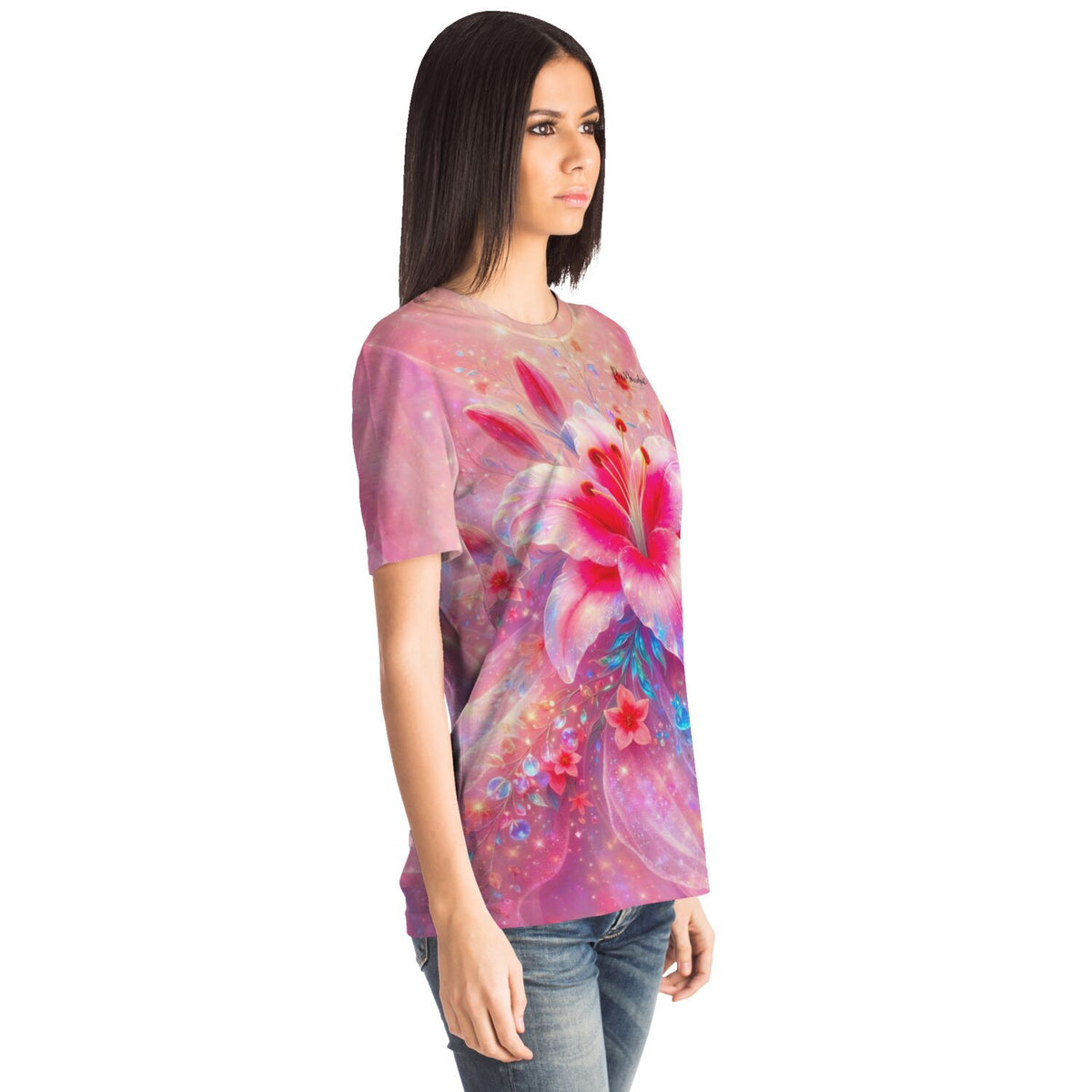 Dreamer T-Shirt mit zartem Lilien-Motiv in Rosé – inspiriert von kunstvollen Diamond Painting Designs