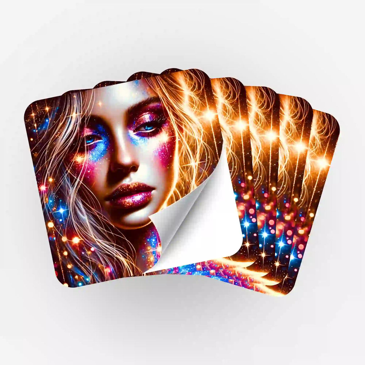 Fünf Picmondoo Aufkleber Set Elara mit glitzerndem Diamond Painting Motiv – ideale Ergänzung für dein Malen nach Zahlen
