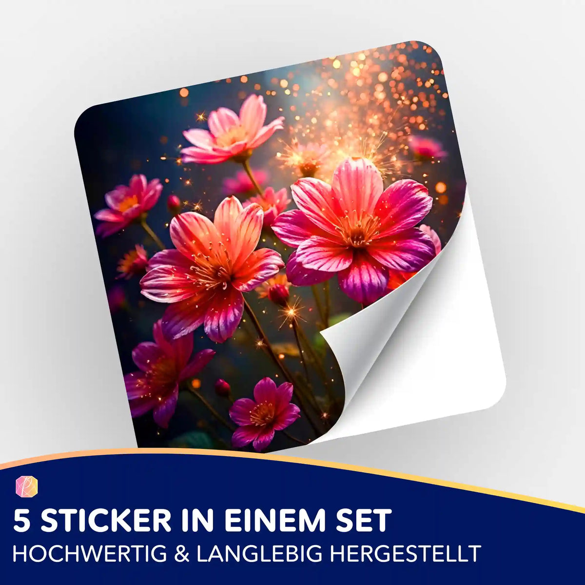Flower Sparkle Sticker-Set für Diamond Painting und Bastelbedarf mit blühenden Blumenmotiven