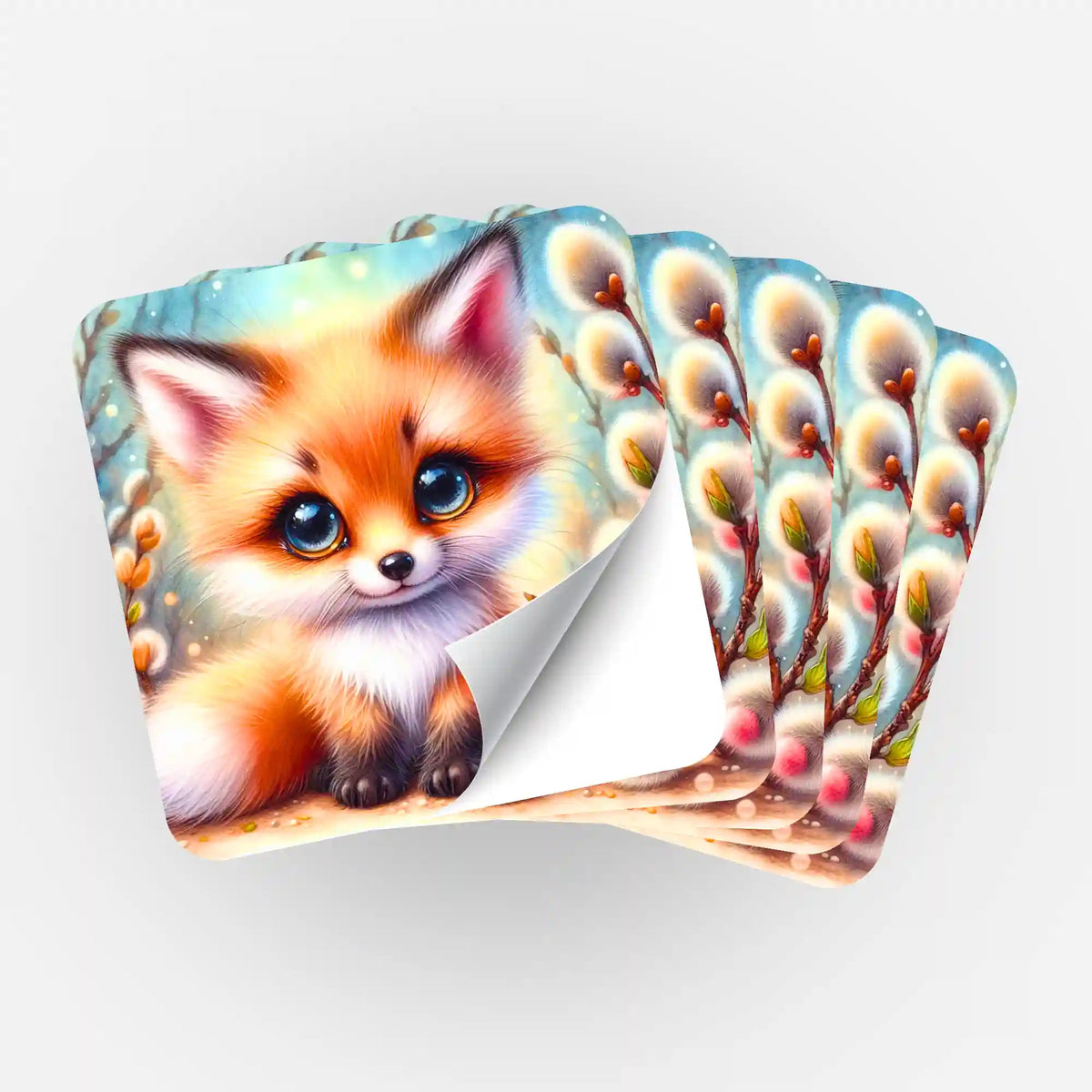 5er-Set Sticker mit süßem Fuchs-Motiv zur Organisation von Diamond Painting und Malen nach Zahlen Bastelzubehör