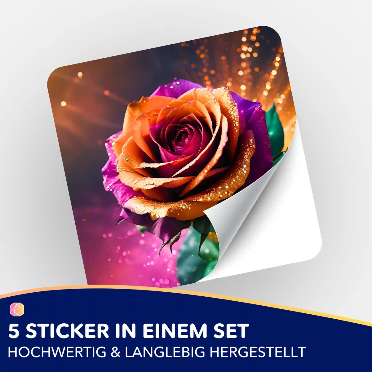 5er-Set Aufkleber mit Colorful Rose Motiv zur Organisation für Diamond Painting Zubehör und Bastelsets von Picmondoo.