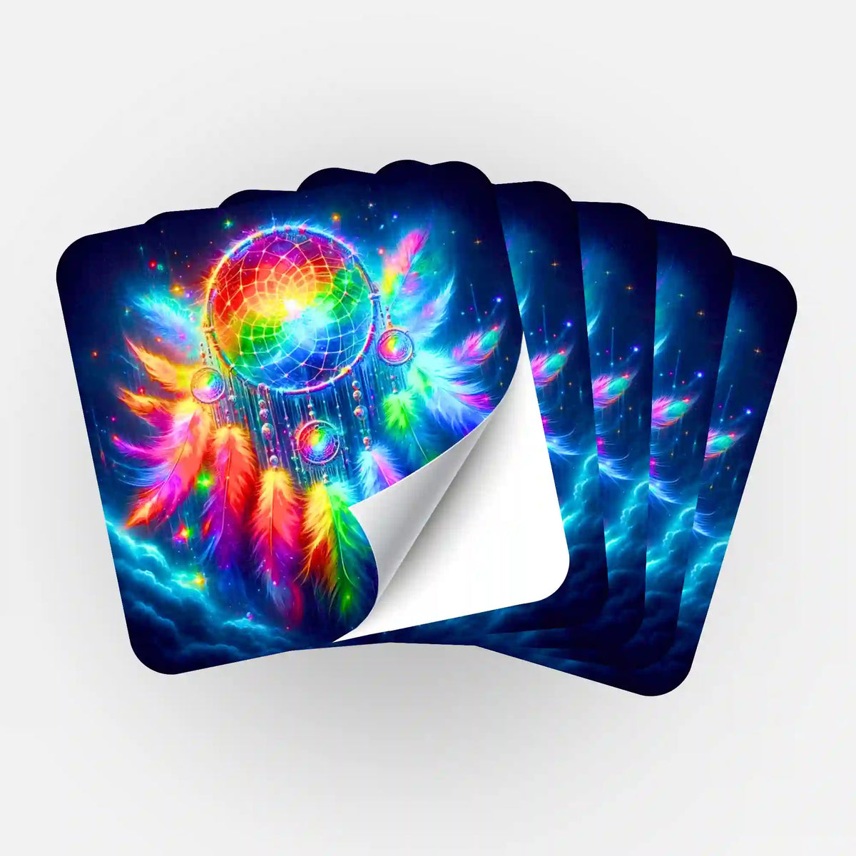 5er-Set Sticker Träumerei im Federspiel zur Organisation von Diamond Painting Zubehör mit buntem Traumfänger Motiv