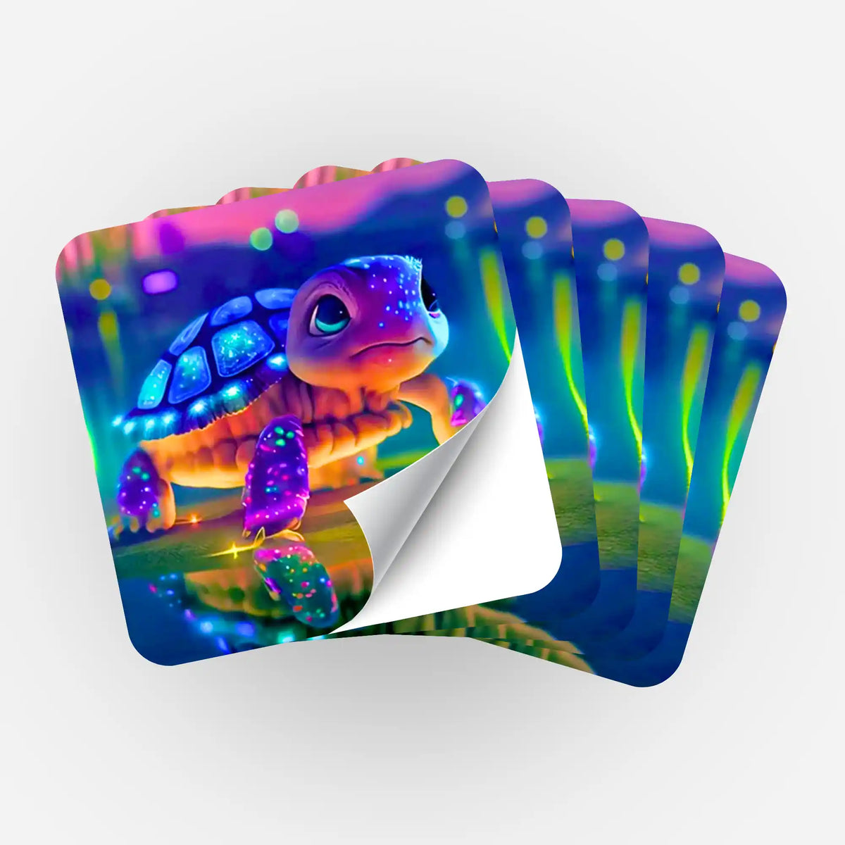 Fünfer-Set bunte Sparkling Turtle Aufkleber für Diamond Painting Fans und Organisation von Malen nach Zahlen Zubehör