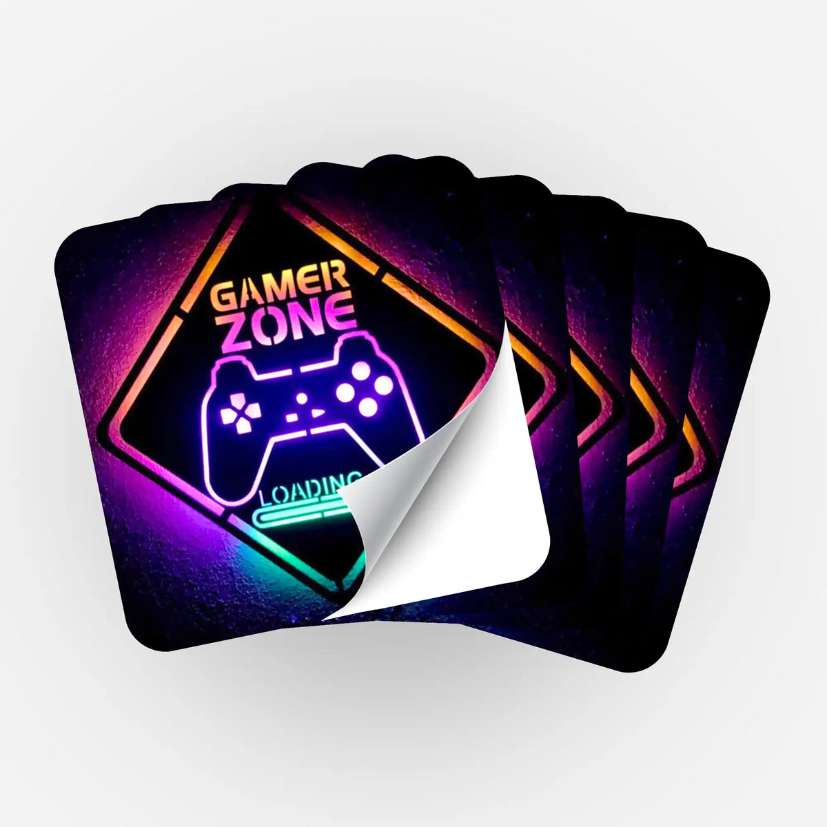 5er-Set Sticker Gamer Zone für Diamond Painting Organisation mit Neon-Gaming-Controller Motiv