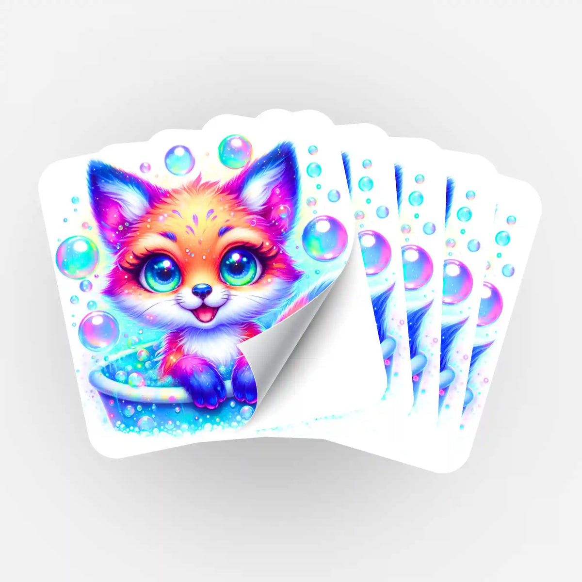 Foxy Fuchs Sticker-Set für Diamond Painting Zubehör mit süßem Fuchs-Motiv und bunten Seifenblasen