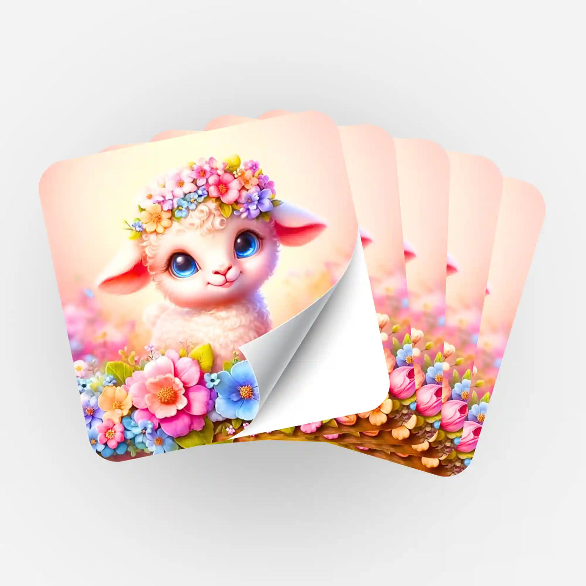 5er-Set Osterlämmchen Lupina Sticker für Diamond Painting und Bastelbedarf mit süßem Lamm und Blumenmotiv