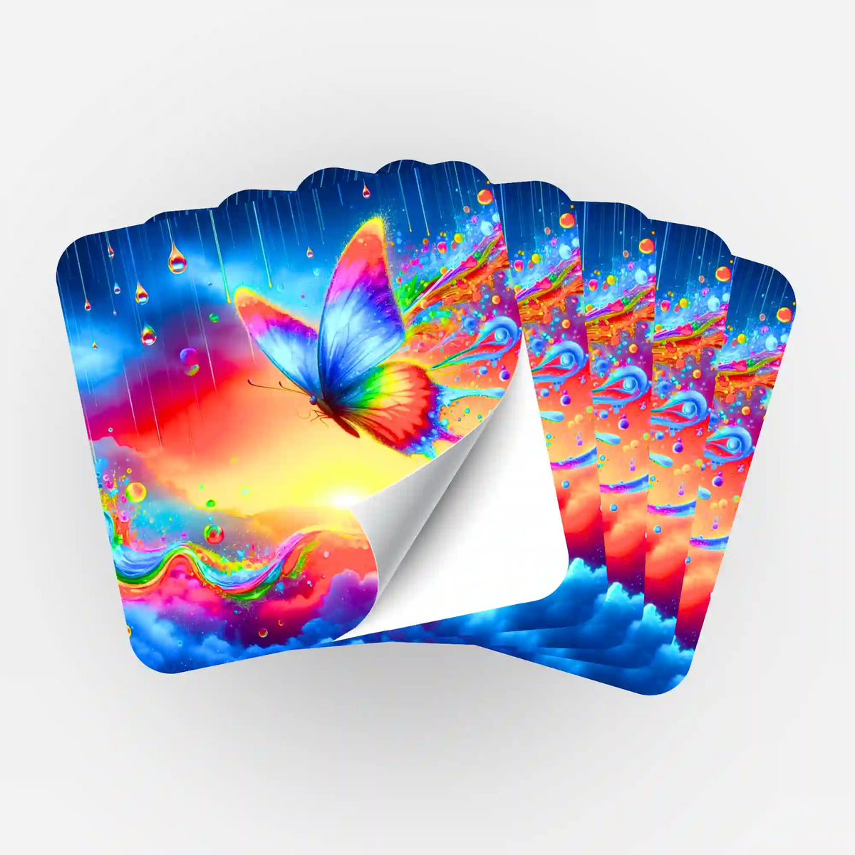 5er-Set Sticker mit buntem Schmetterling im Regenbogenfluss Design zur Organisation von Diamond Painting Zubehör