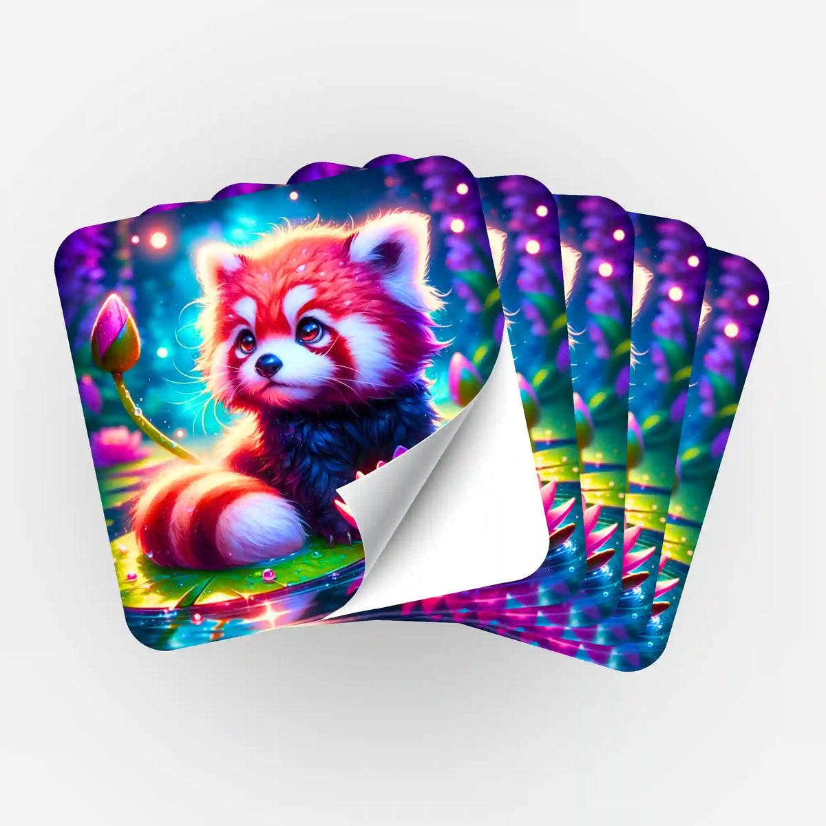 5er-Set Miko Aufkleber für Diamond Painting Fans mit niedlichem roten Panda Motiv in leuchtenden Farben