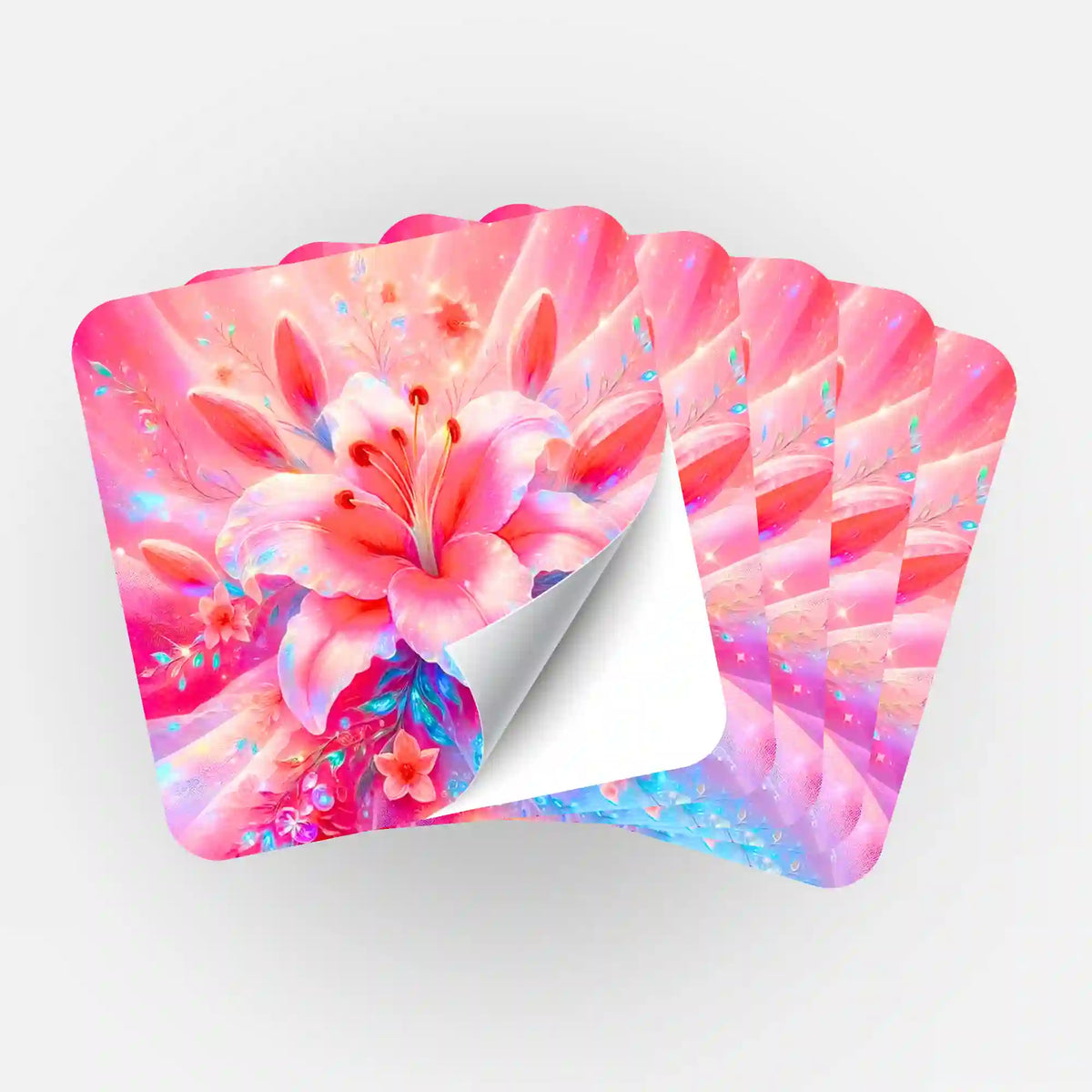 5er-Set Sticker Zarte Lilie in Rosé als Zubehör für dein Diamond Painting und kreative DIY-Projekte von Picmondoo