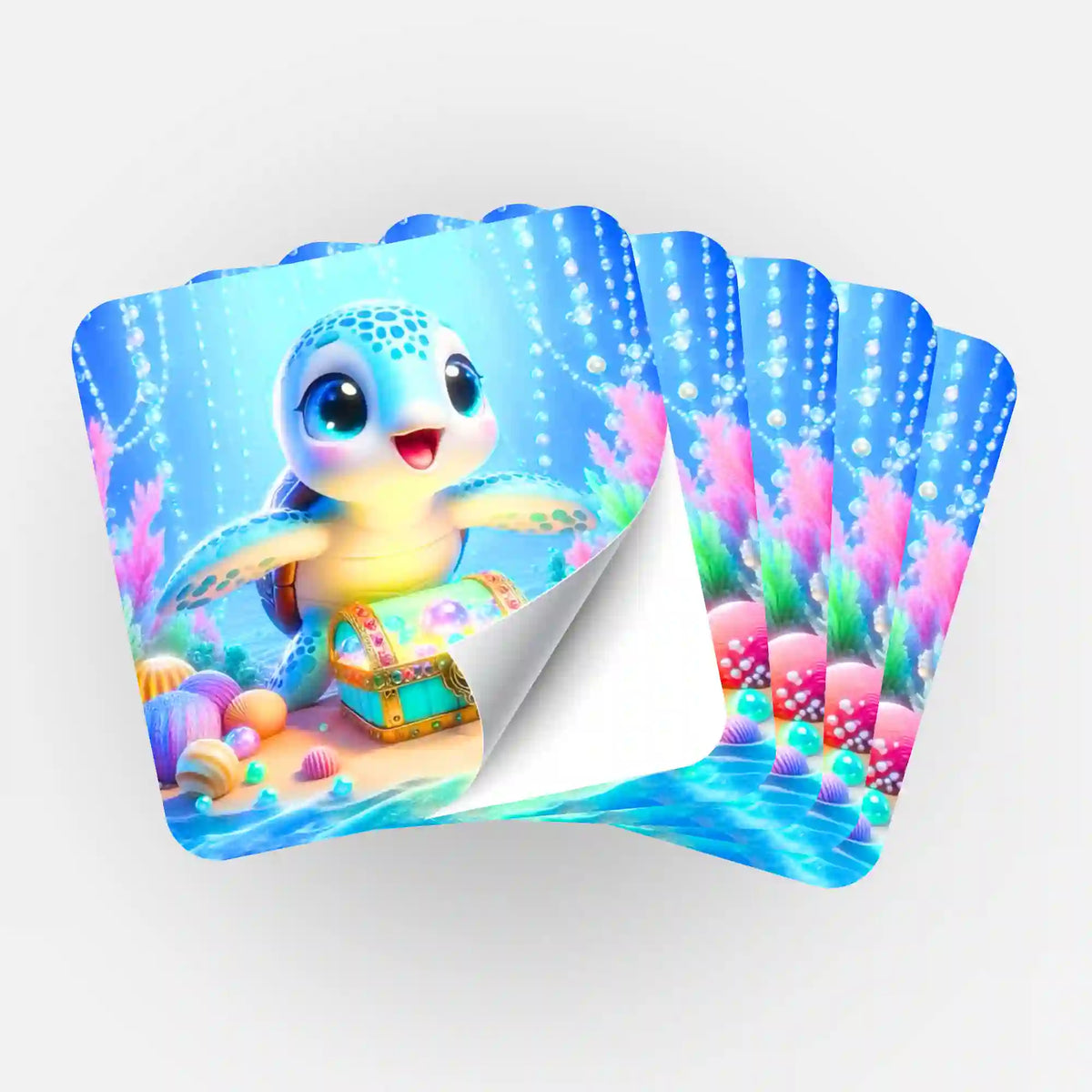 Picmondoo 5er-Set Aufkleber Kleiner Schatzwächter für Diamond Painting Organisation mit süßem Schildkröten-Motiv