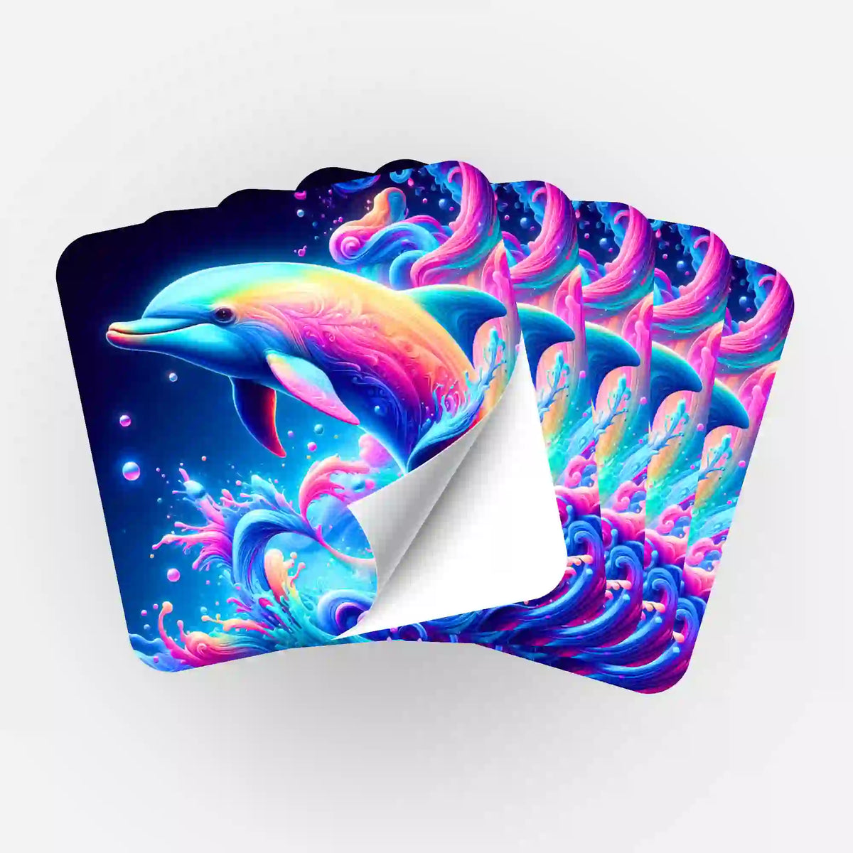 Fünfer-Set Delfin-Aufkleber für Diamond Painting Zubehör mit farbenfrohem Unterwassermotiv