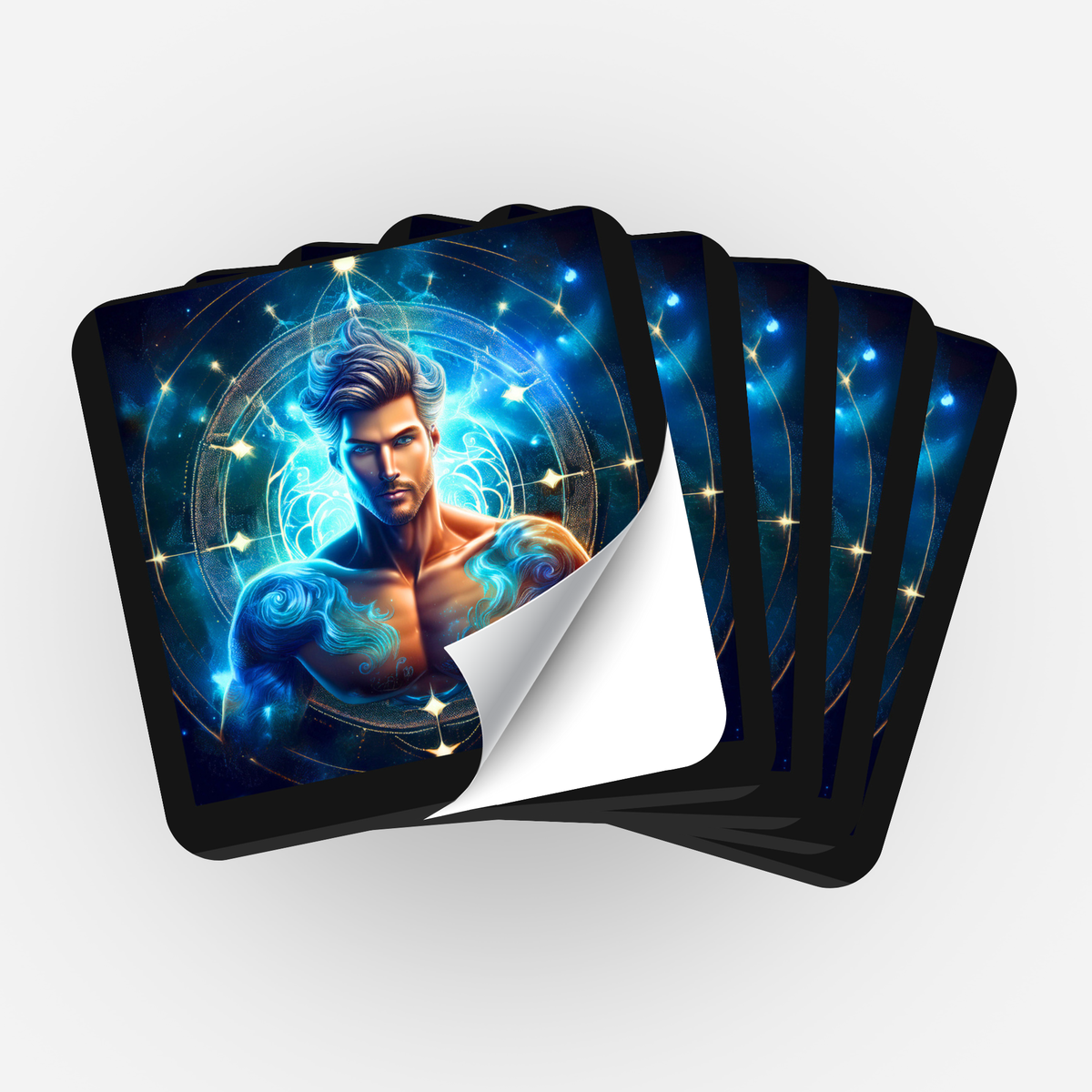 5er-Set Sticker Sternzeichen Wassermann für Diamond Painting Organisation mit mystischem blauem Motiv