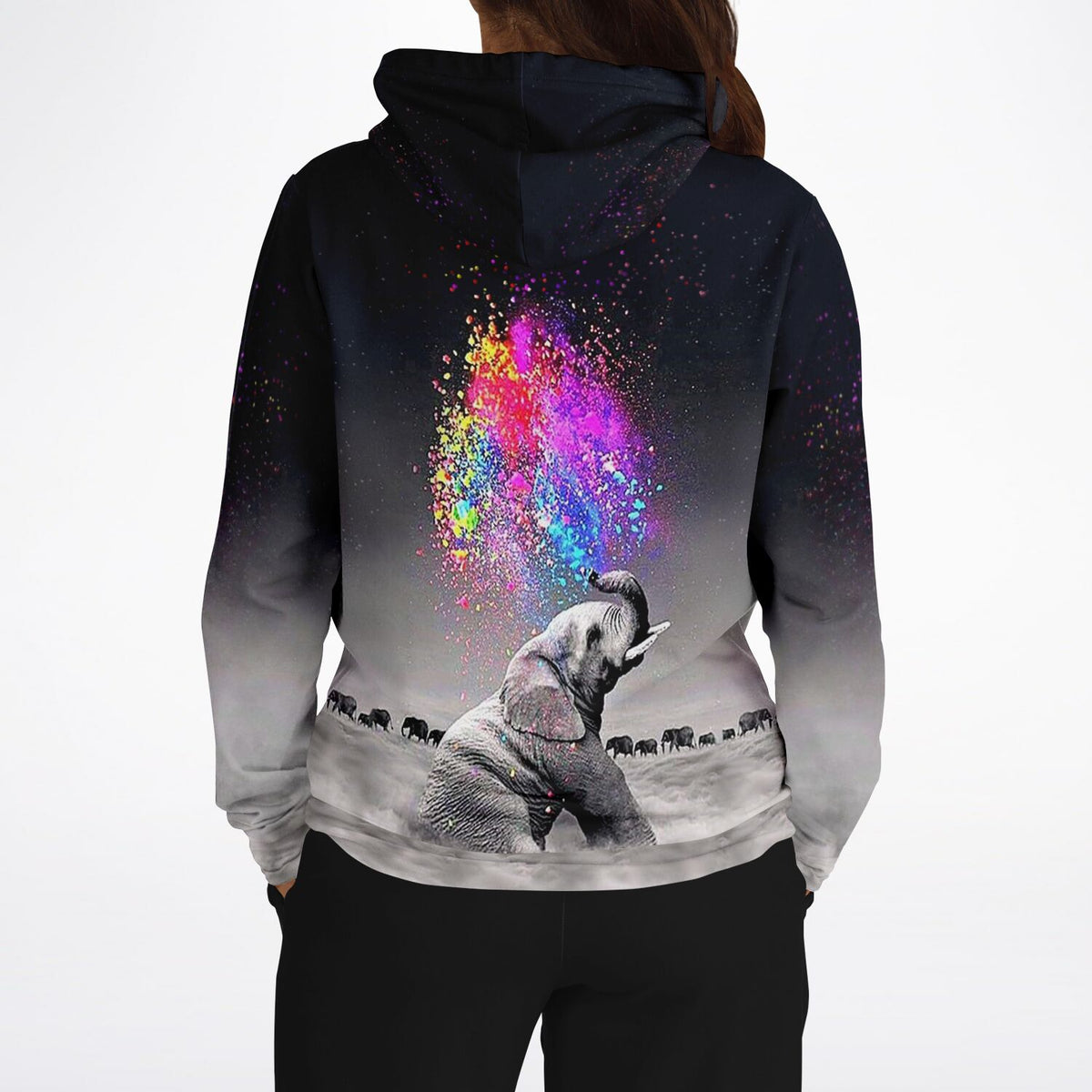 Dreamer Hoodie mit Elefant Motiv Farbenspiel, inspiriert durch farbenfrohe Malen nach Zahlen Designs