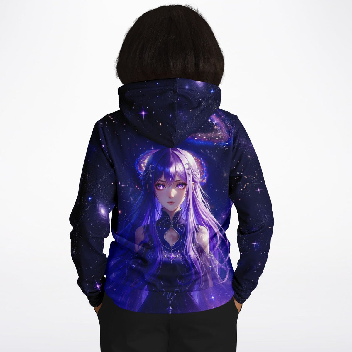 Dreamer Hoodie mit lila Moon Star Motiv, Weltraum-Design und Anime-Mädchen, perfekt für Malen nach Zahlen Fans.