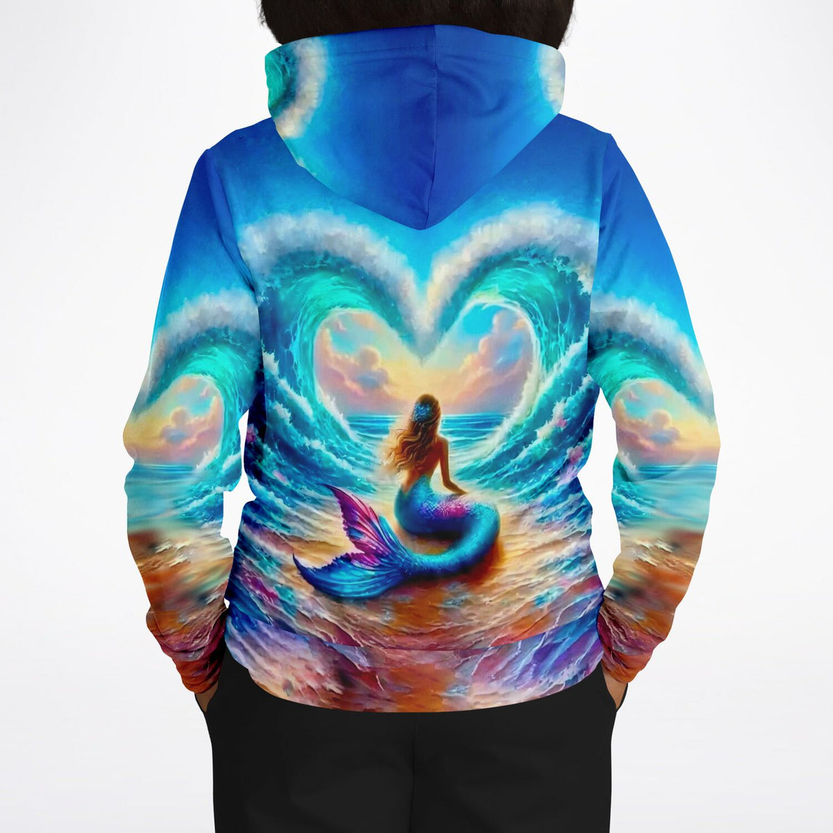 Dreamer Hoodie mit Meerjungfrau-Motiv und herzförmiger Welle, ideal für Fans von Diamond Painting und kreativen Designs.