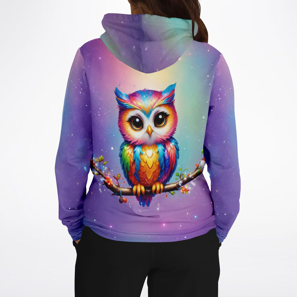 Dreamer Hoodie mit farbenfrohem Eulen-Motiv Fridolin, ideal für Fans von Diamond Painting und kreativem Design.
