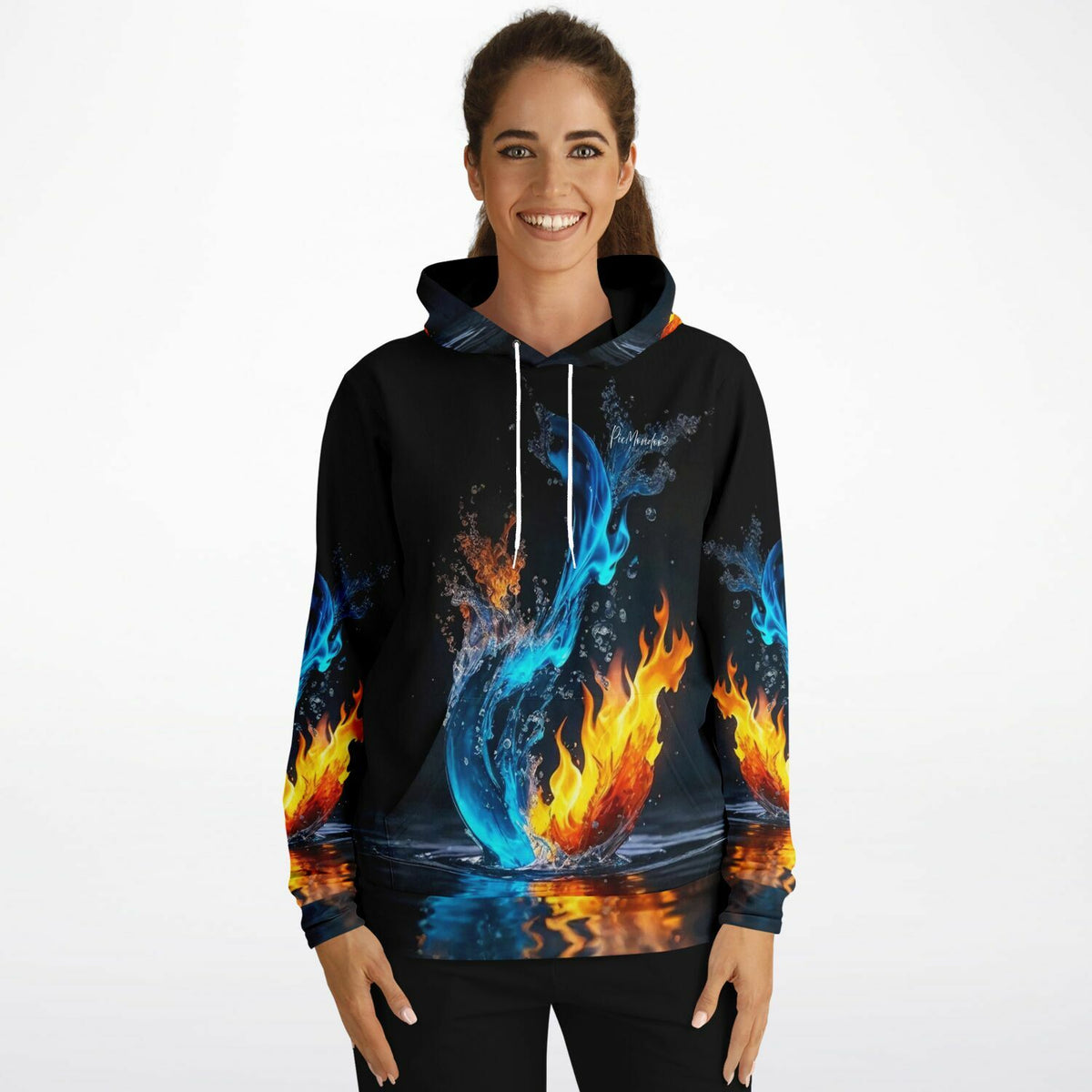 Dreamer Hoodie Limited Edition mit künstlerischem Design aus Feuer und Wasser, ideal für Kunst- und DIY-Fans.