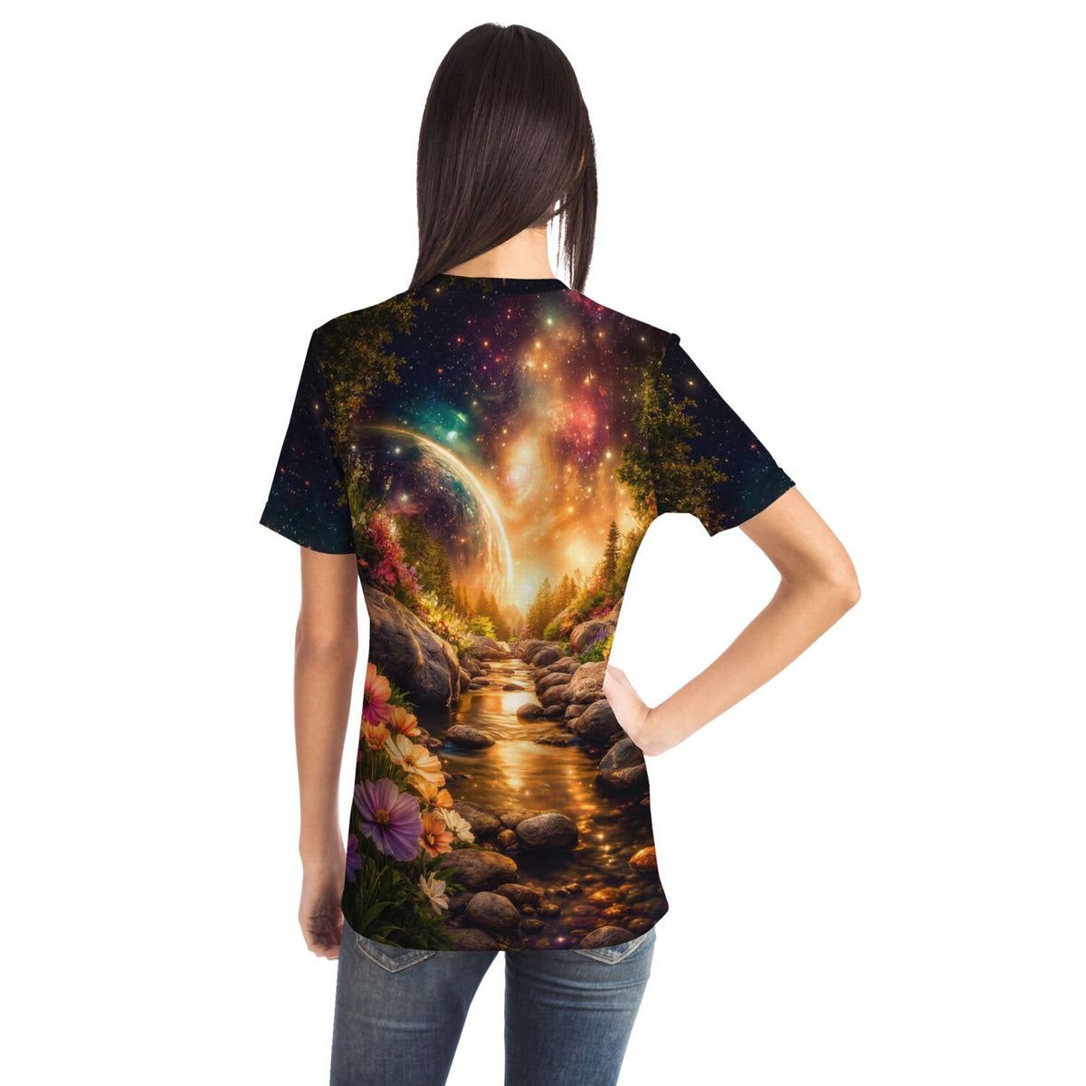 Dreamer T-Shirt mit verträumtem Galaxie-Landschaftsmotiv, ideal für Fans von Diamond Painting und Malen nach Zahlen