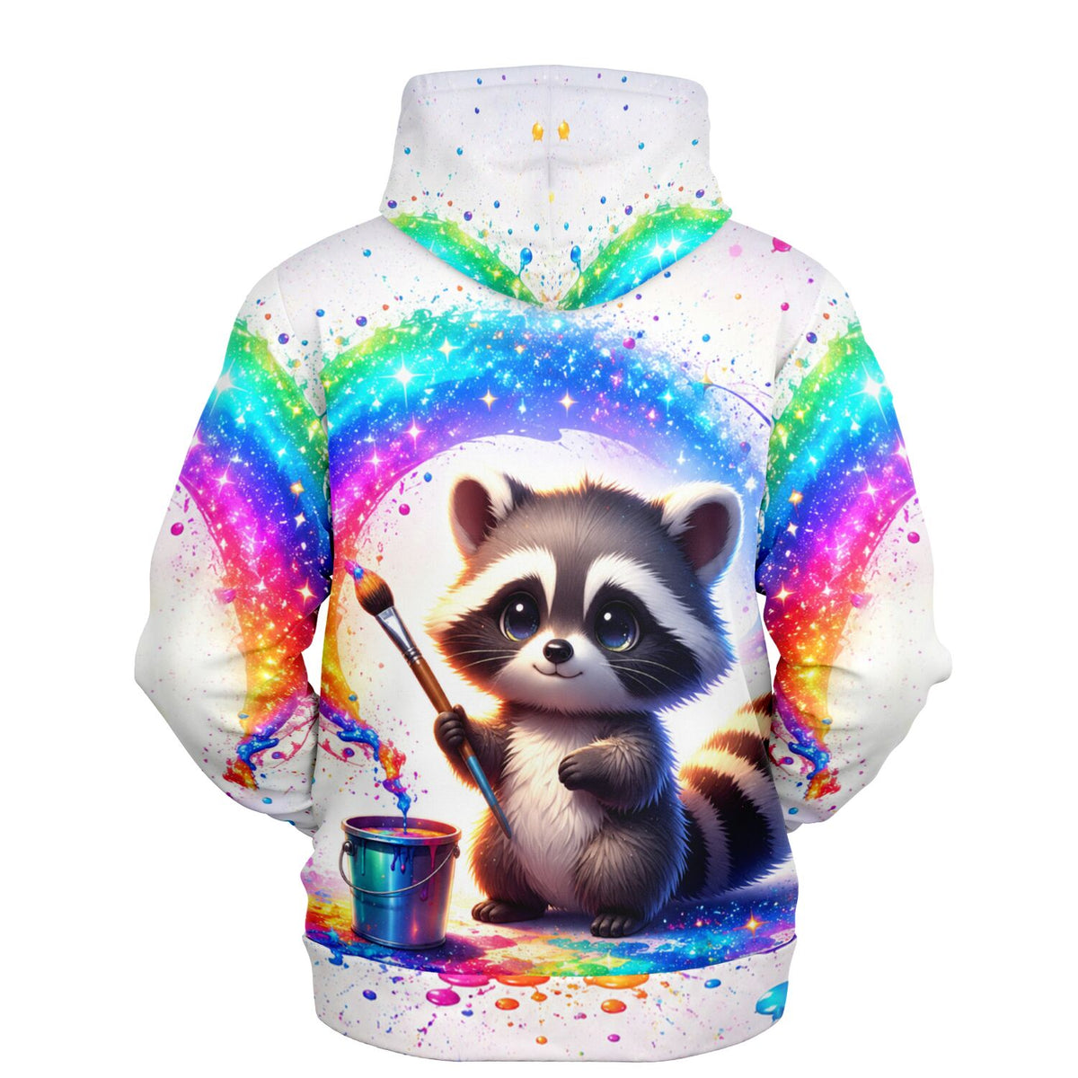 Dreamer Hoodie Waschbär Klecks mit buntem Regenbogen-Design, inspiriert durch Malen nach Zahlen Motive
