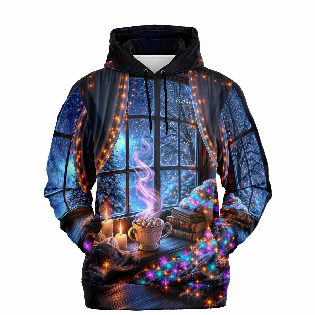 Dreamer Hoodie Weihnachtszauber mit winterlichem Fenster-Motiv, perfekt für Fans von Malen nach Zahlen und Diamond Painting