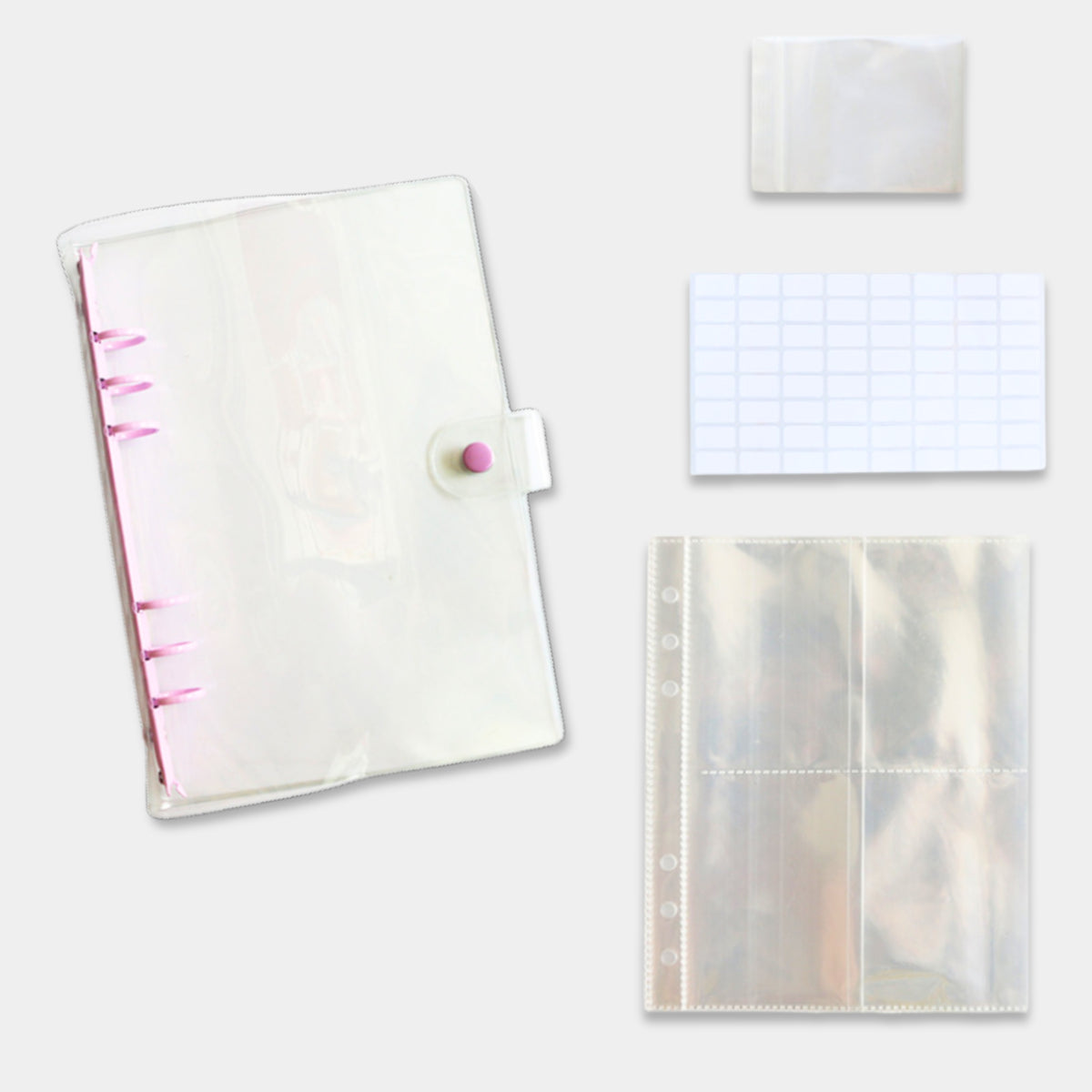 Diamond Painting Sammelmappe mit Ringbuch, Einsteckhüllen und Aufklebern zum Sortieren und Aufbewahren von Steinchen.