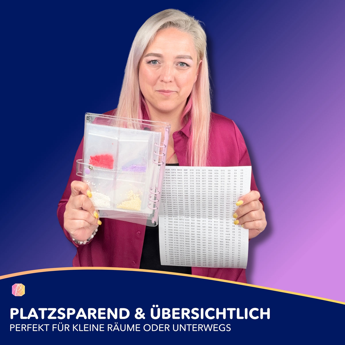 Diamond Painting Sammelmappe mit übersichtlicher Aufbewahrung für bunte Steine und Farbcodes zur Organisation