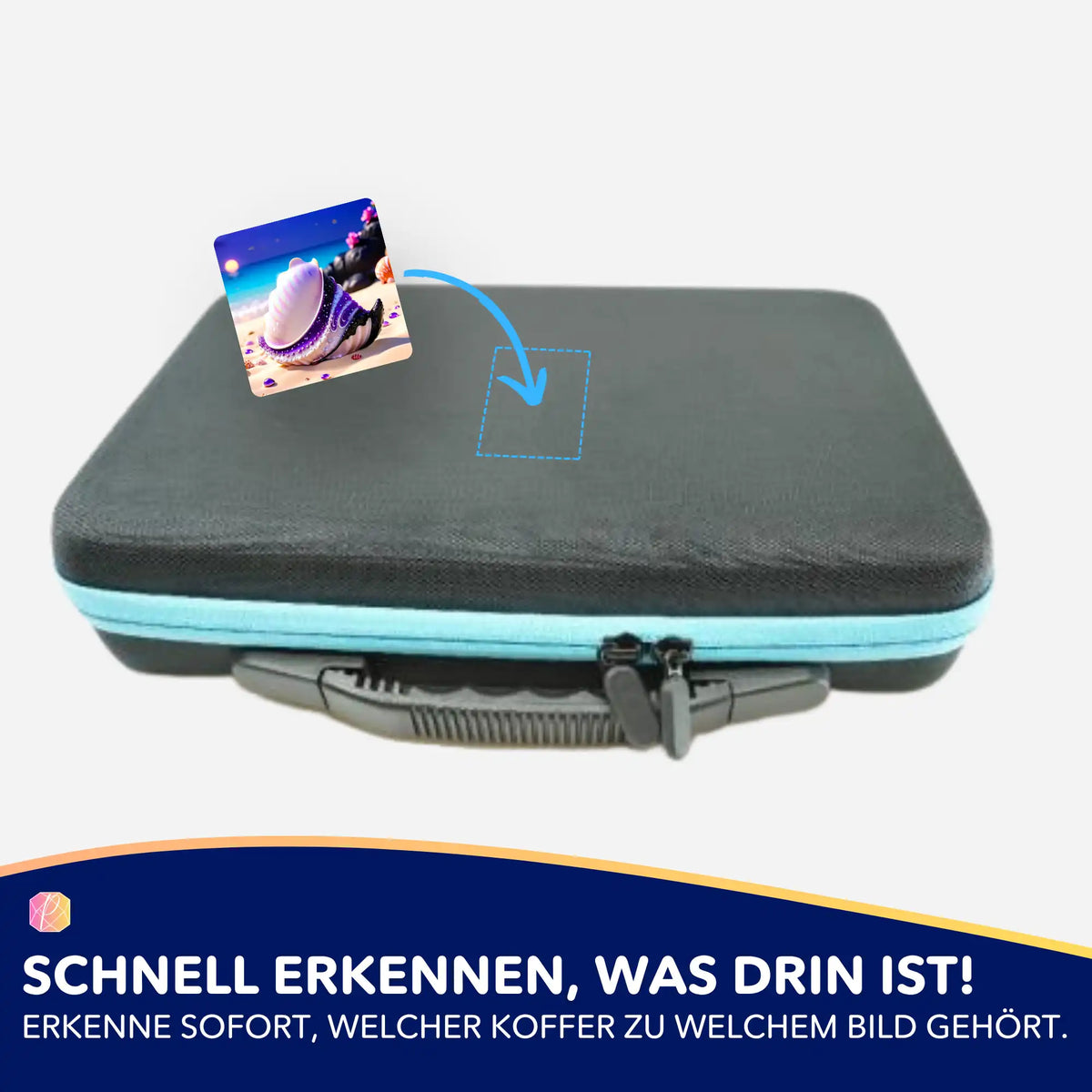 Violette Muschel Aufkleber zur Organisation von Diamond Painting Koffern und Zubehör