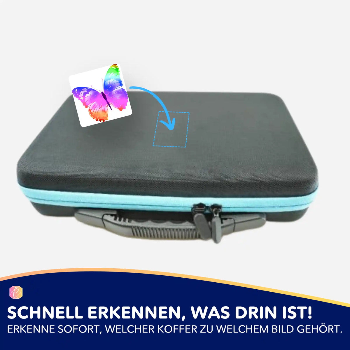 Bunter Schmetterling-Aufkleber zur Organisation von Diamond Painting Koffern und Zubehörsets für kreative Hobby-Bastler