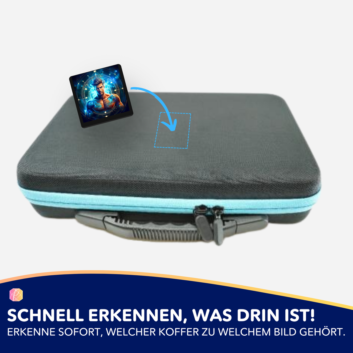 Picmondoo Sticker zur Organisation von Diamond Painting Zubehör mit Sternzeichen Wassermann Motiv auf Aufbewahrungstasche