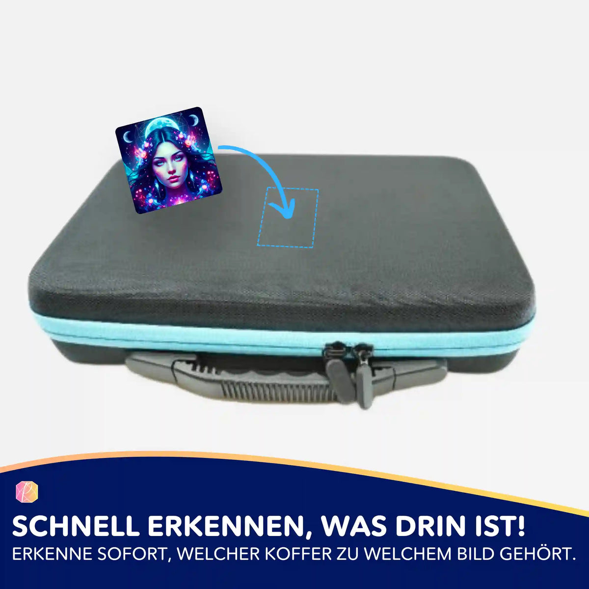 Mondprinzessin Aufkleber für Diamond Painting Koffer zur Organisation von Bastelzubehör und Diamanten Painting Sets.