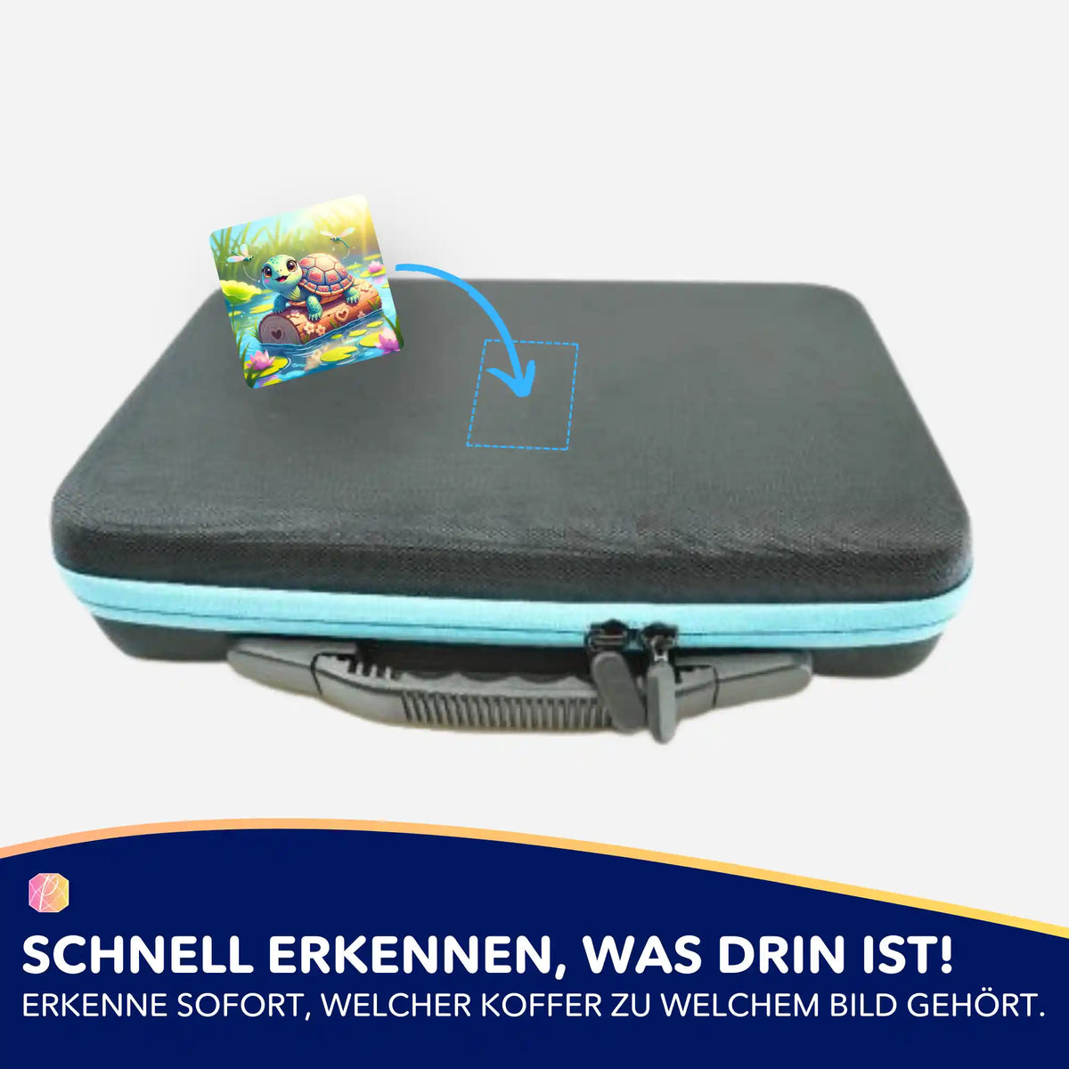 Picmondoo Aufkleber Schildkrötenmädchen Karla zur Organisation von Diamond Painting Koffern und Zubehör für das Hobby