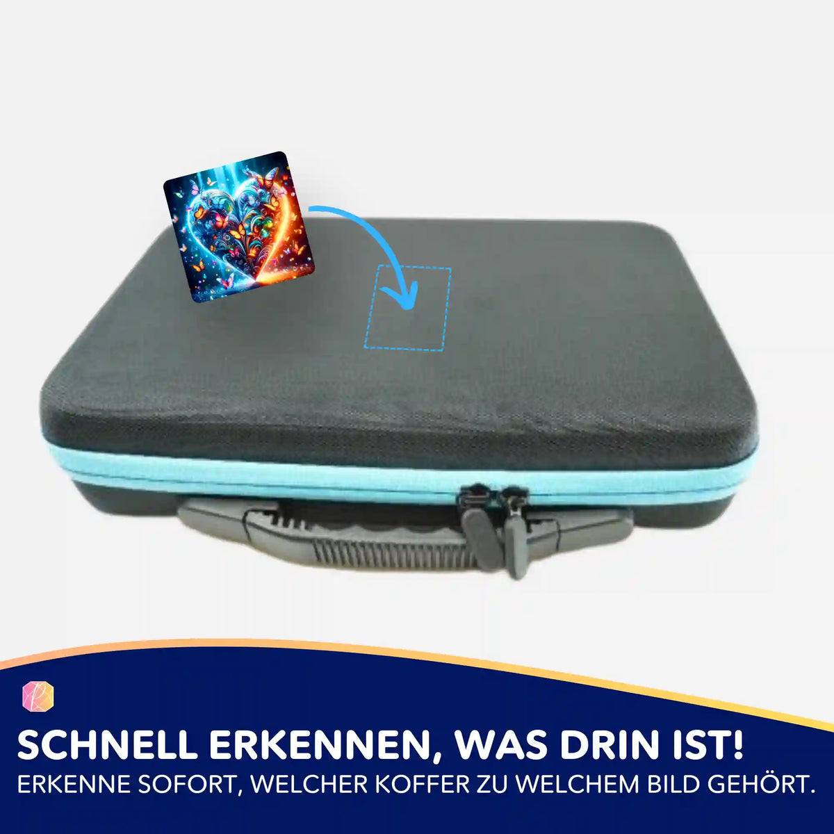 Picmondoo Diamond Painting Aufkleber-Set für Zubehörkoffer, Motiv Schmetterlingsherz zur Organisation deiner Sets