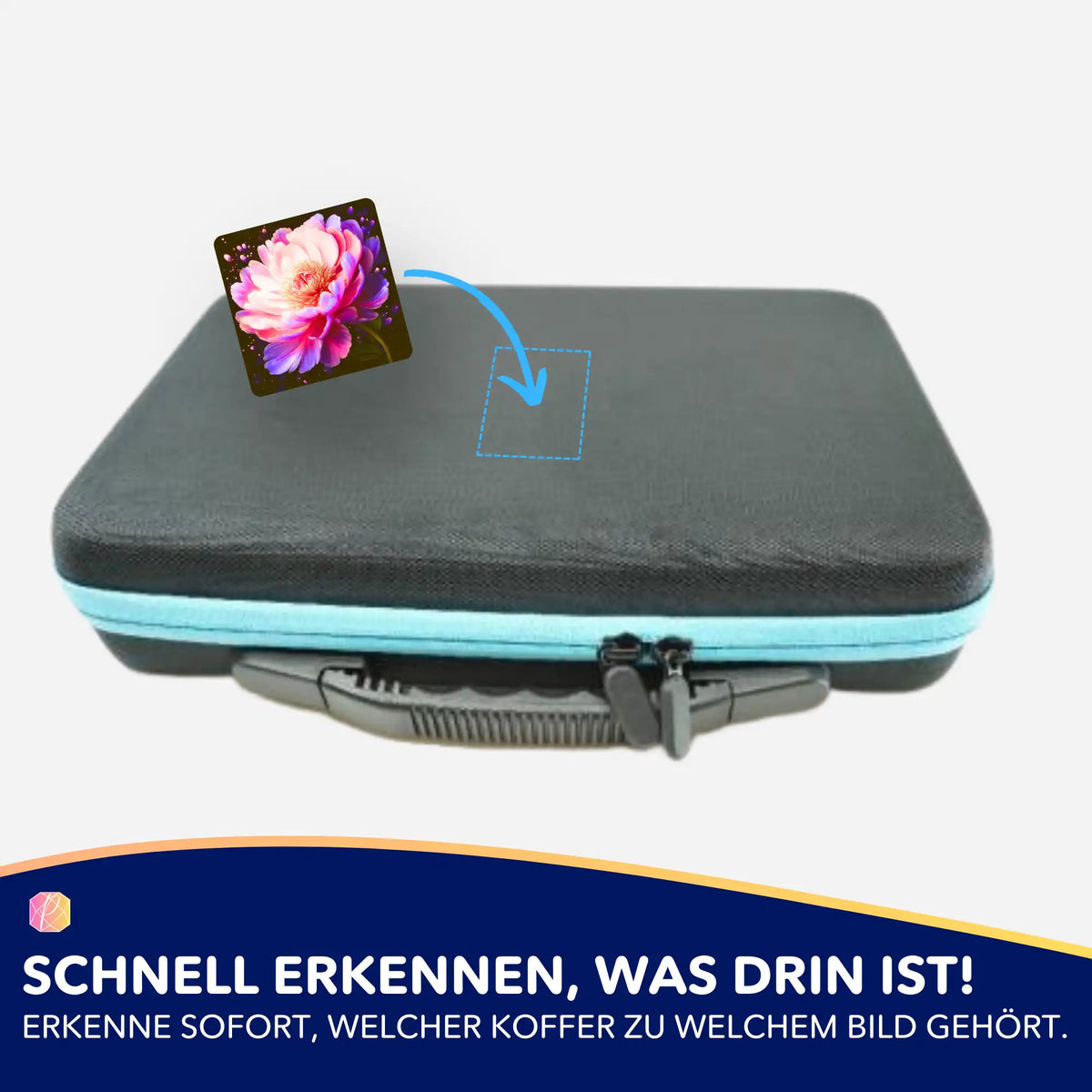 Pfingstrose Sticker zur Organisation von Diamond Painting Koffern und Zubehör für dein Hobby.