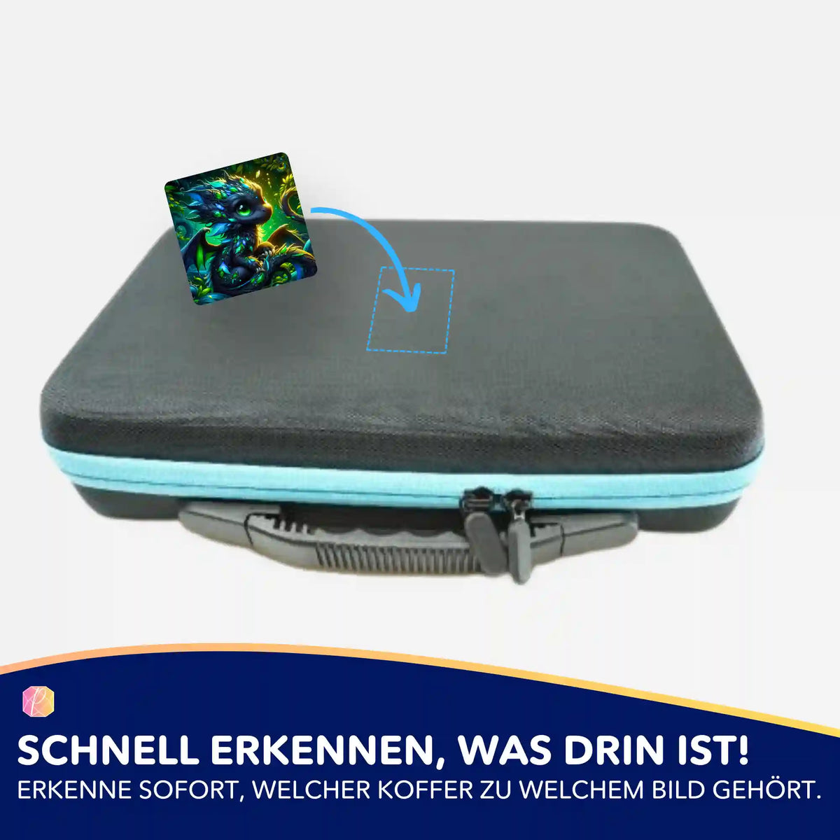 Drago Drachen Aufkleber zur Organisation von Diamond Painting Zubehörkoffern für mehr Ordnung beim Basteln