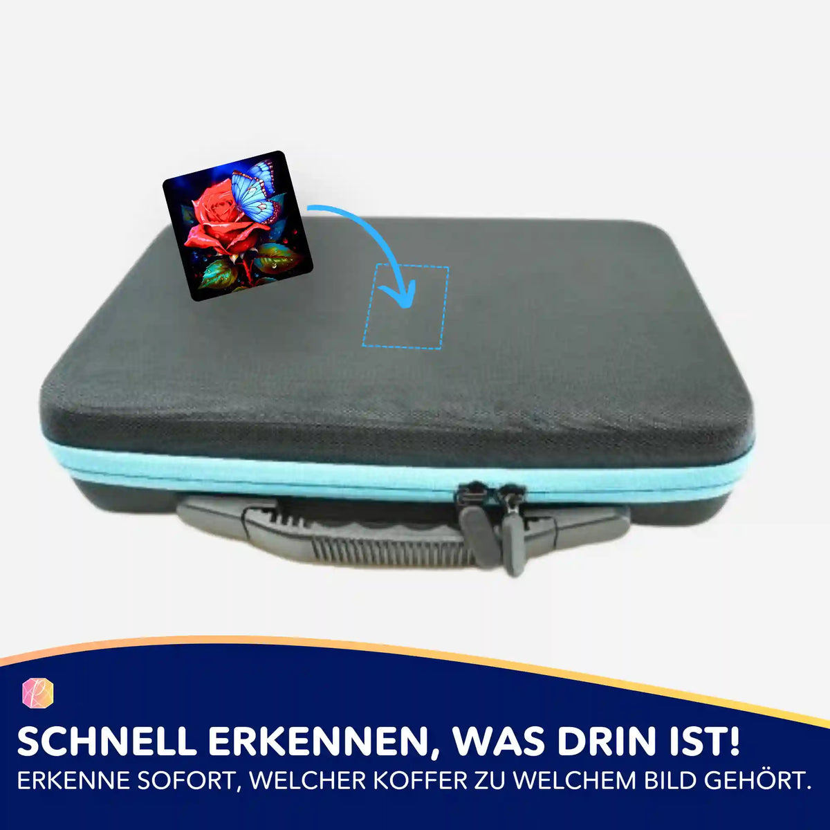 Picmondoo Diamond Painting Aufkleber mit Rosen- und Schmetterlings-Motiv zur Organisation der Zubehör-Aufbewahrungstasche