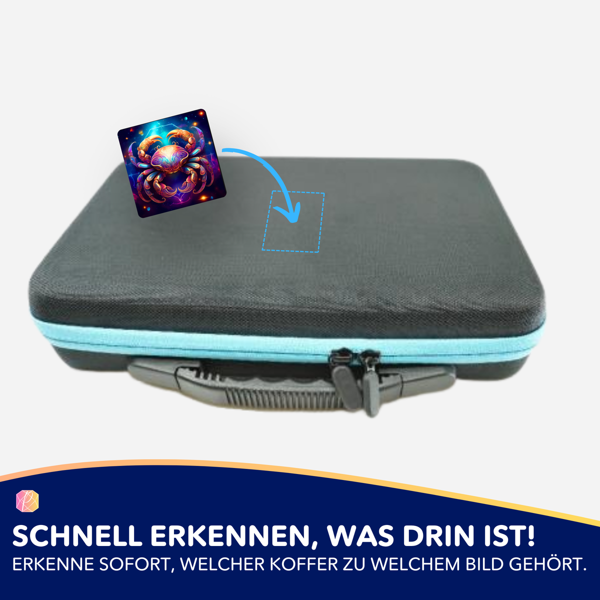 Picmondoo Sticker Krebs für Diamond Painting Aufbewahrungskoffer zur Organisation von Diamanten Painting Sets