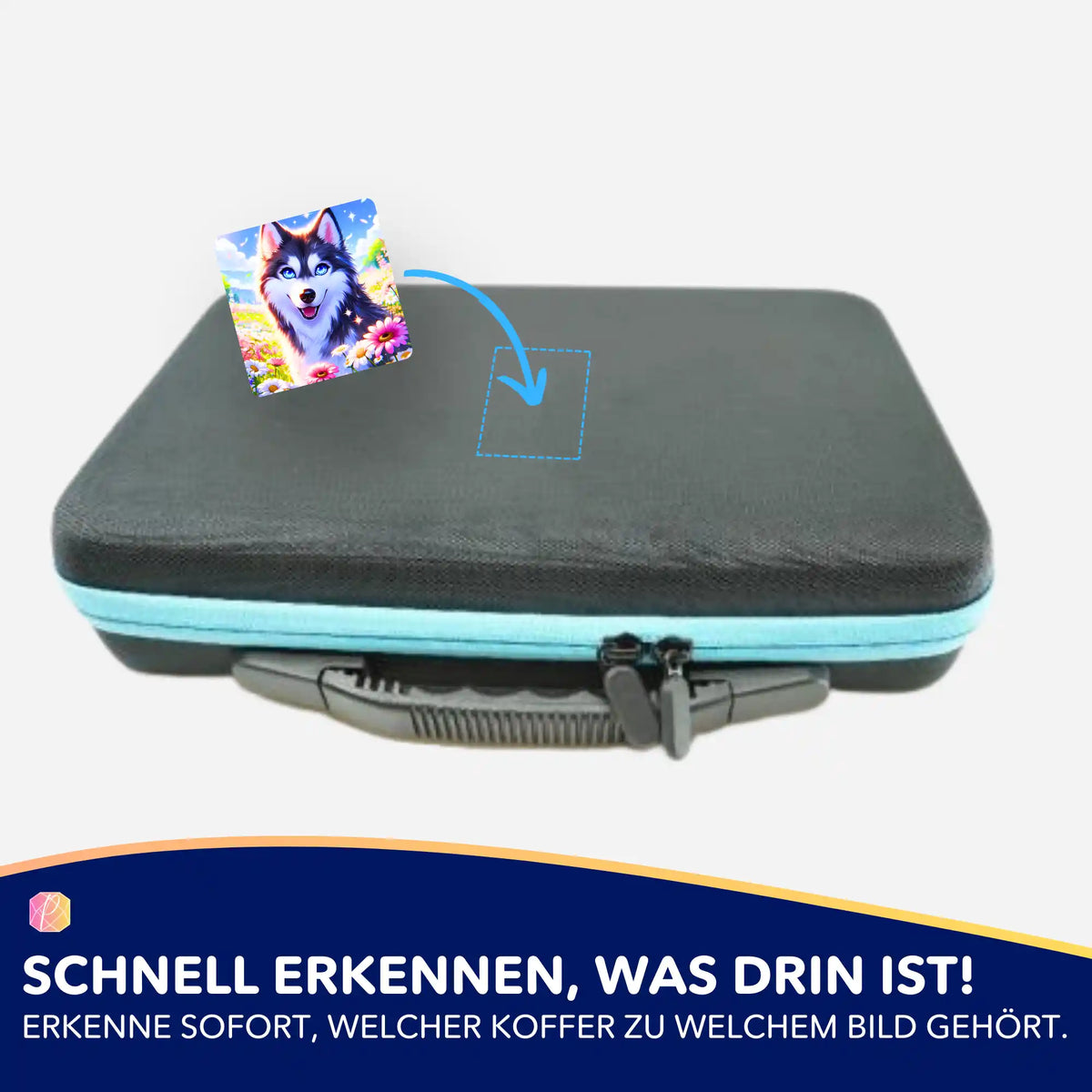 5er-Set Aufkleber für Diamond Painting Koffer zur Organisation von DIY-Motive wie Sommerblick und Huskys aus Glitzersteinen