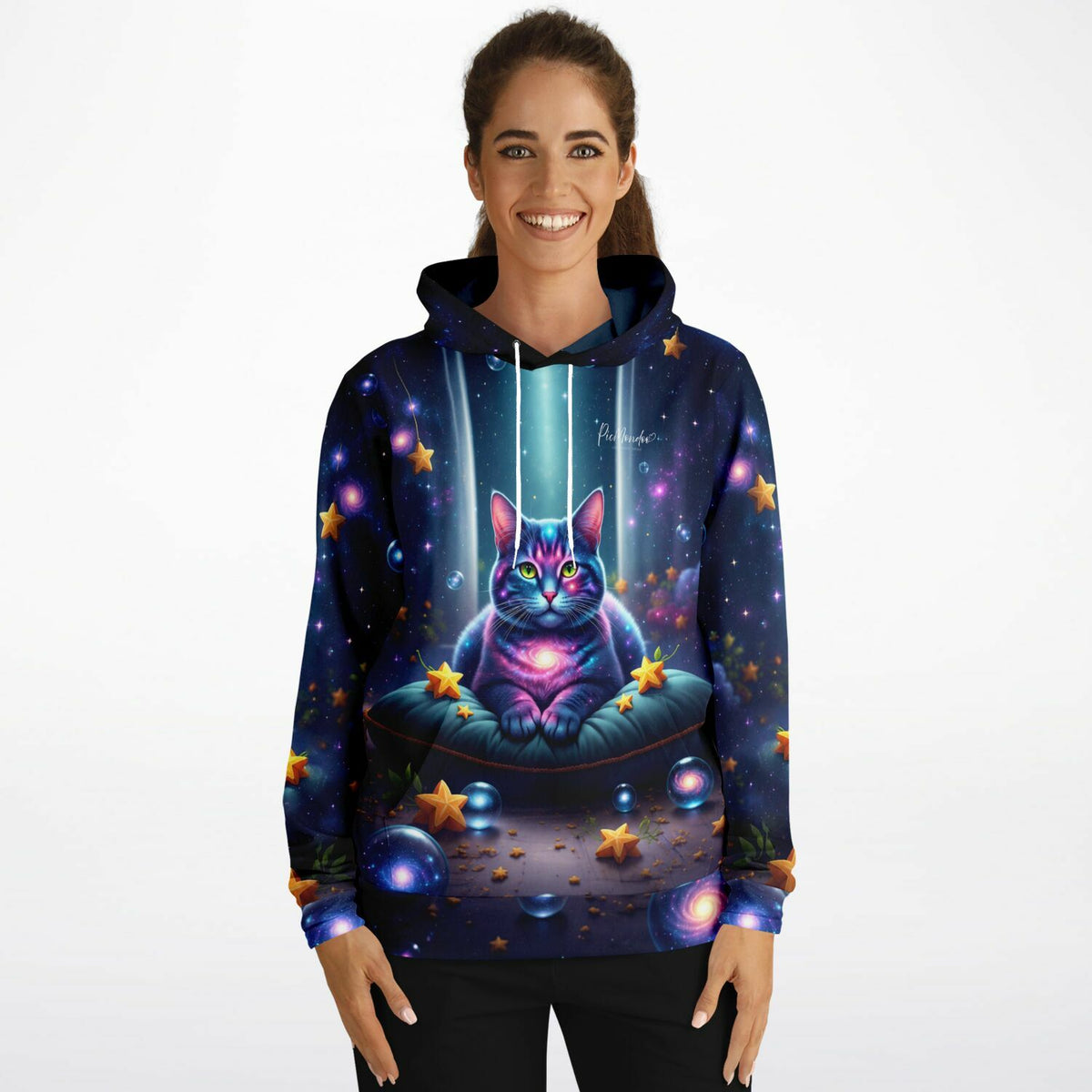 Dreamer Hoodie Wächterin Andromeda mit galaxy Katzen-Motiv, perfekt für Fans von Malen nach Zahlen und Diamond Painting